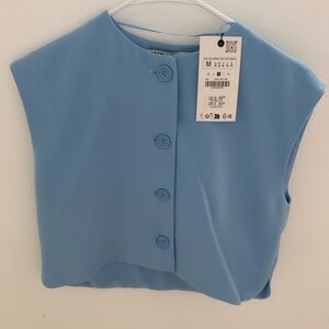 Zara Light Blue Buttoned Blouse
